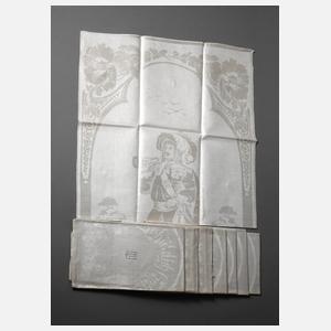 Acht Gebilddamast-Handtücher Trompeter