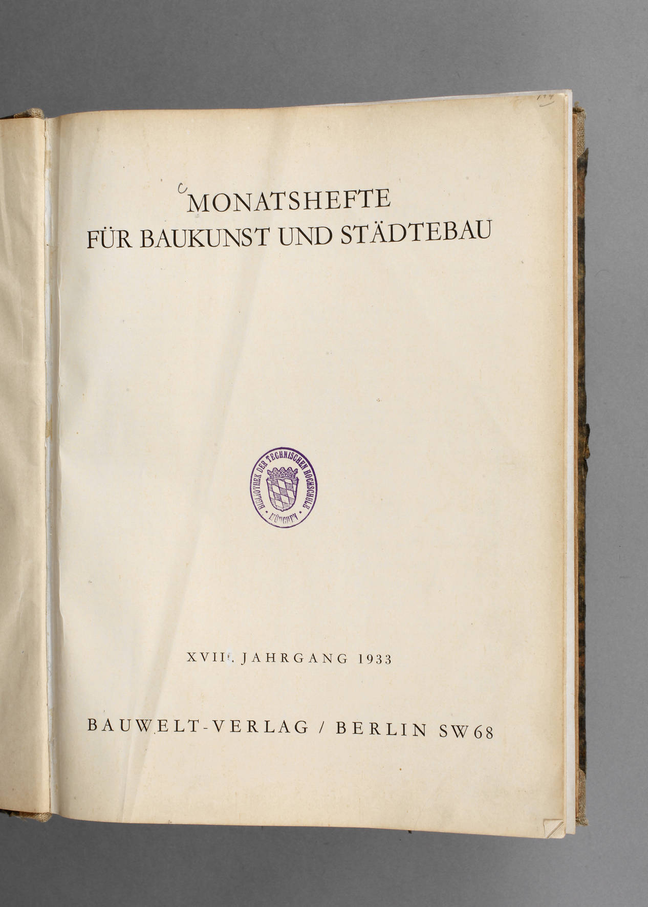 Monatshefte für Baukunst und Städtebau 1933