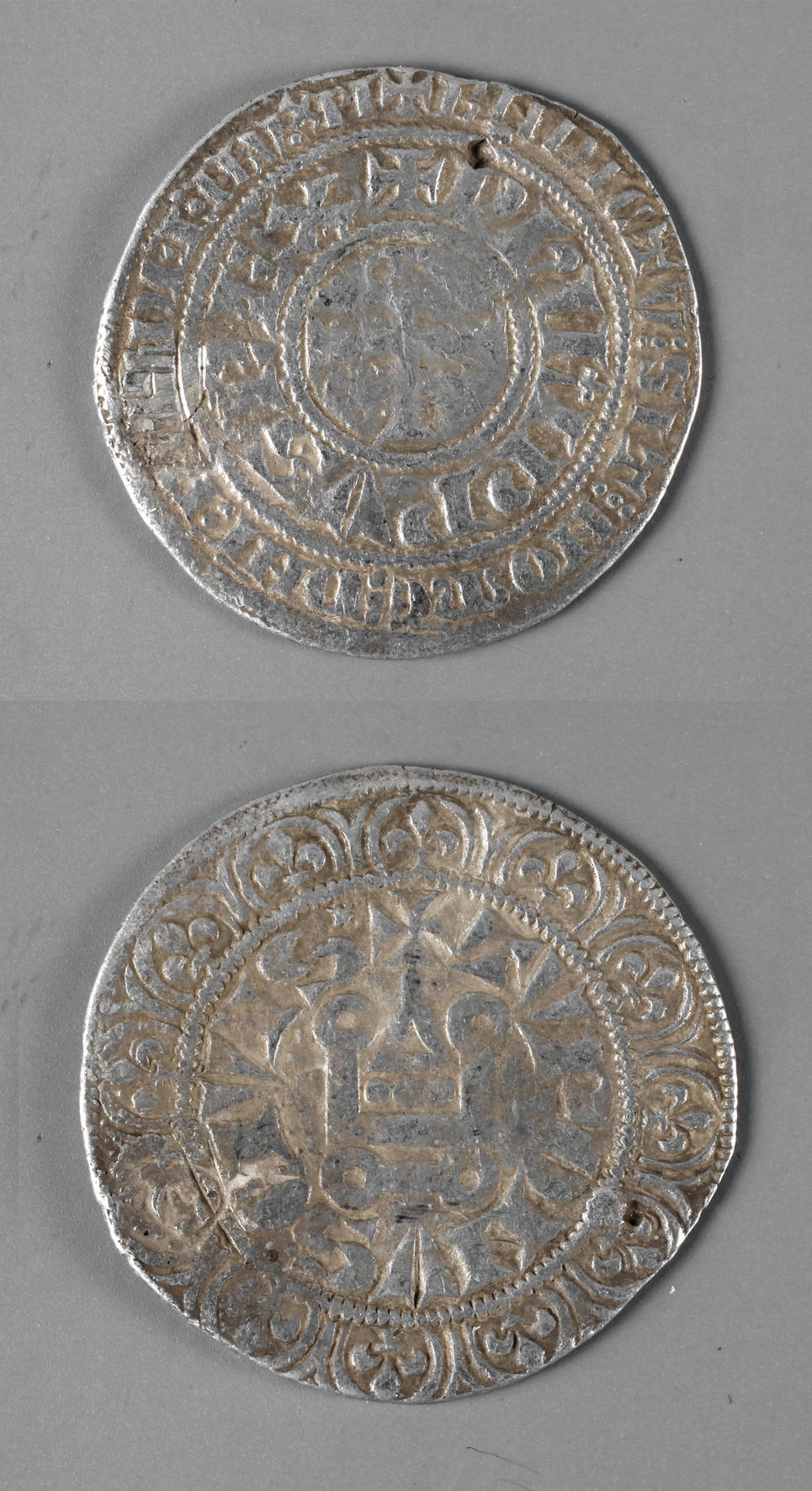 Silbermünze Frankreich 13./14. Jh.