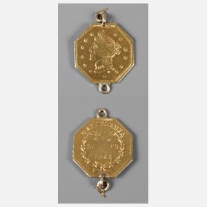 Kleine Goldmünze USA 1869