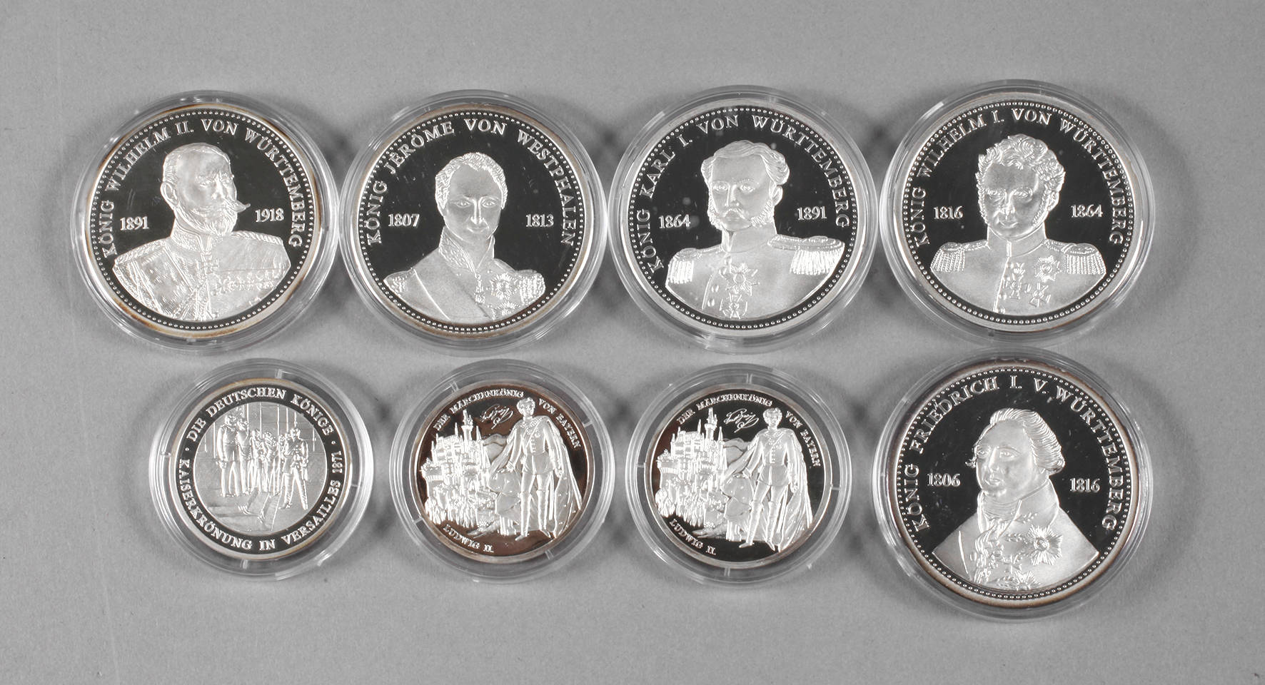 Acht Silbermedaillen Deutsche Könige