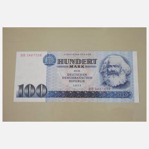 Zwei gerahmte Sätze Banknoten DDR