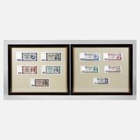 Zwei gerahmte Sätze Banknoten DDR111