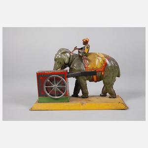 Hans Eberl Damo als Elefant mit Drehorgel