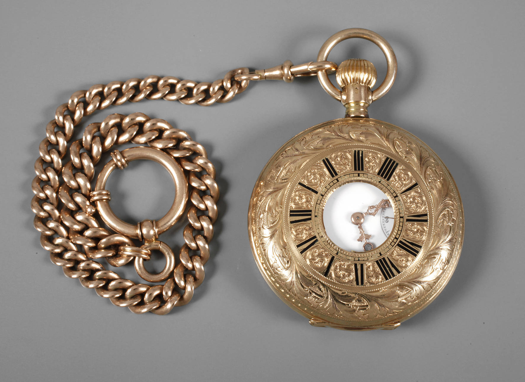 Halbsavonette mit Uhrenkette Gold