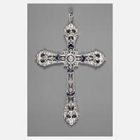 Kreuz mit Brillanten und Saphiren111