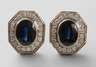 Paar Ohrringe mit großem Saphir