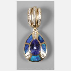 Anhänger mit Tansanit, Edelopalen und Brillanten