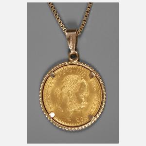 Münzanhänger Golddukat Kaiser Franz Josef 1915 N. P.