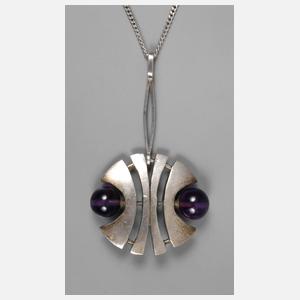 Silberanhänger mit Amethystkugeln an Kette