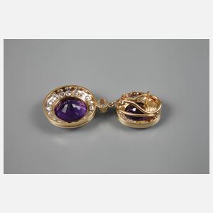 Paar Amethystohrhänger mit Brillanten