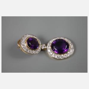 Paar Amethystohrhänger mit Brillanten
