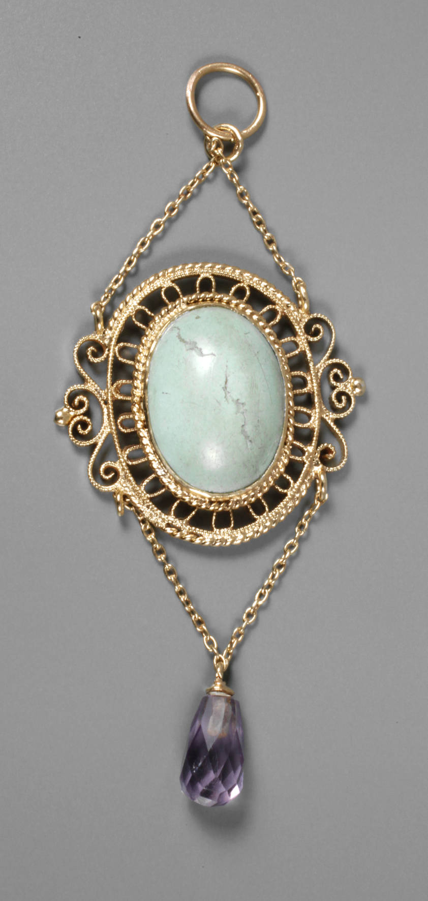 Filigraner Anhänger mit Türkis und Amethyst