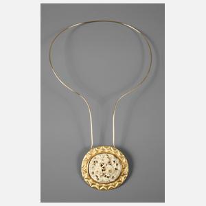 Goldcollier mit feinster Elfenbeinschnitzerei