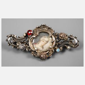 Historismusbrosche mit Miniatur