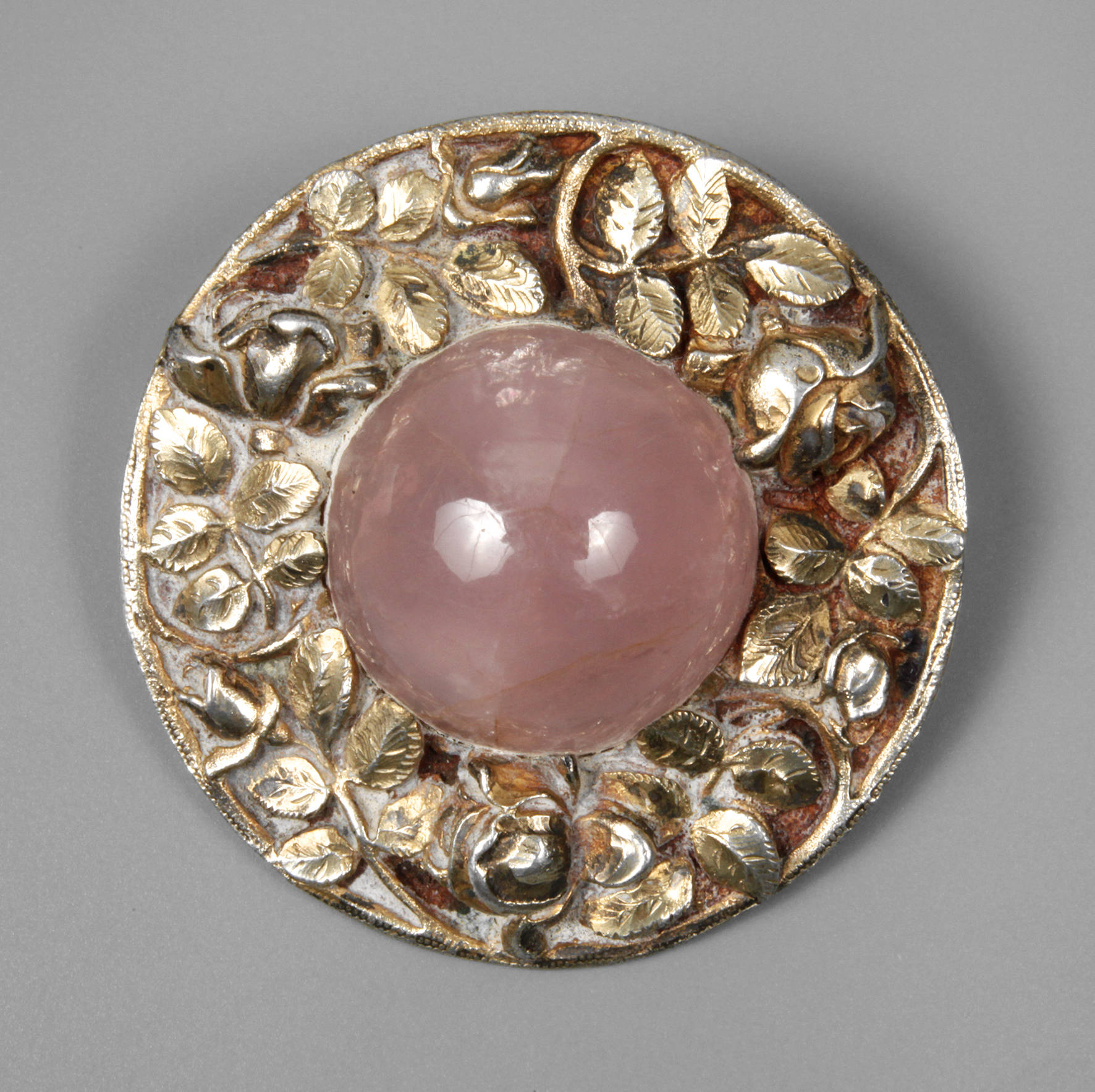 Brosche mit Rosenquarz