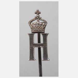 Reversnadel ”H mit Krone” Silber im orig. Etui