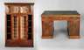 Jugendstil-Bücherschrank und -Schreibtisch