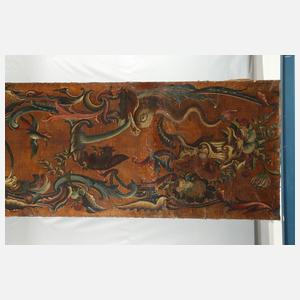 Paar spätbarocke Ledertapeten