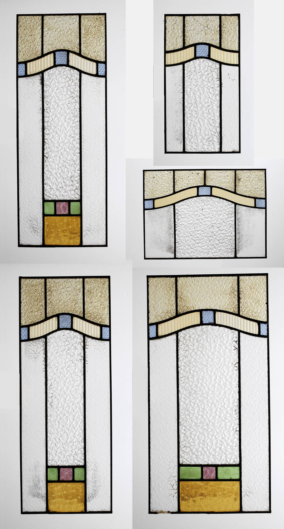 Großes Konvolut Ornamentglasscheiben