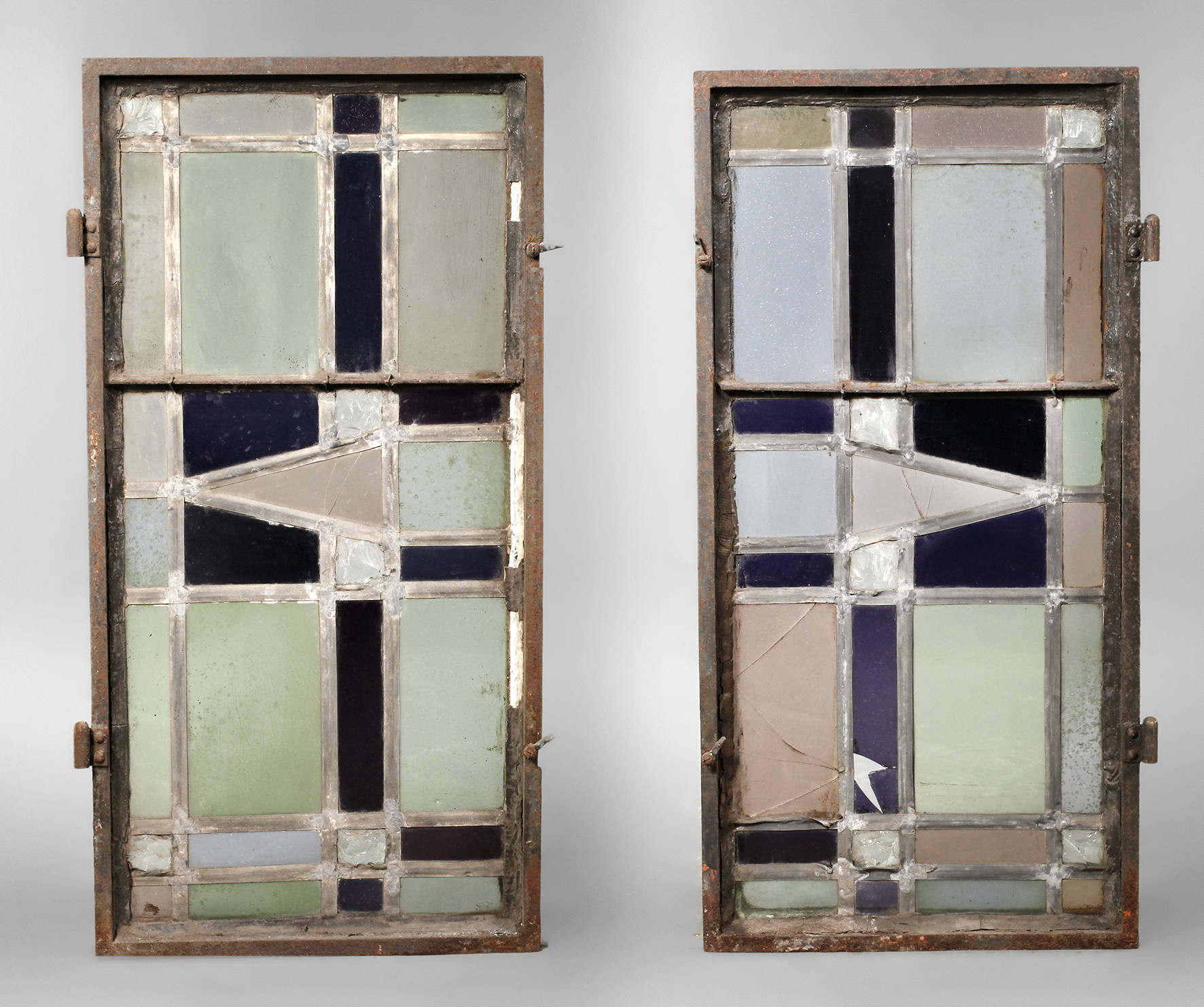 Paar Bleiverglasungen Art déco