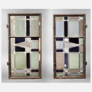 Paar Bleiverglasungen Art déco
