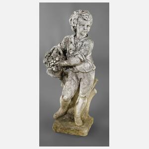 Gartenplastik Junge mit Weintrauben