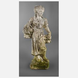 Gartenplastik Mädchen mit Blütenkorb