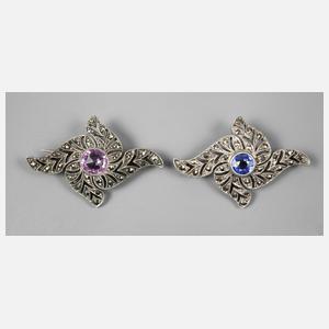 Paar Markasitbroschen