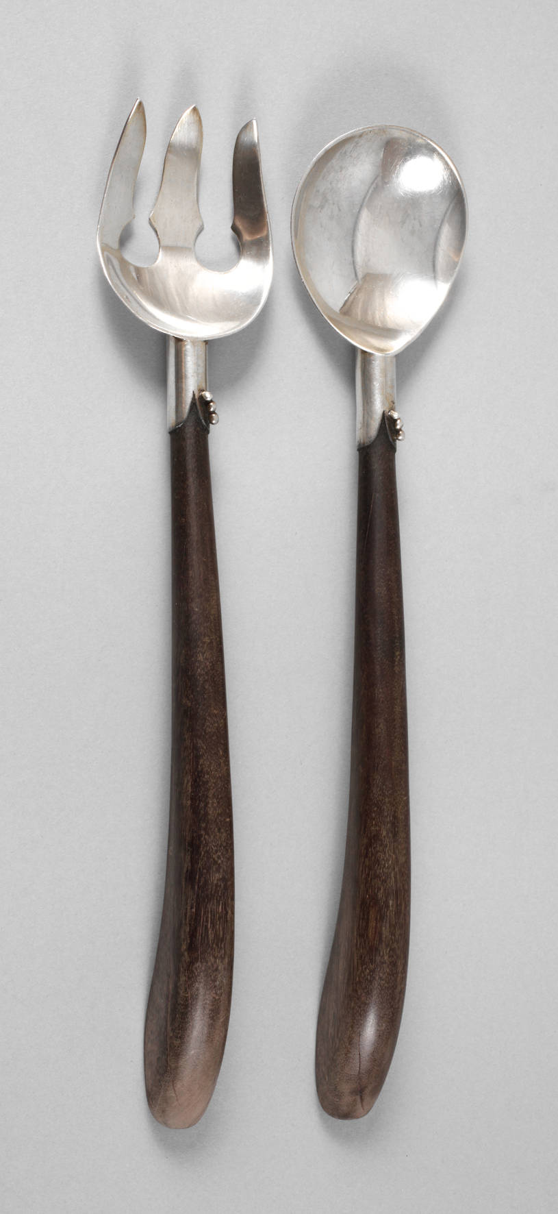 Silber Salatbesteck mit Holzgriffen