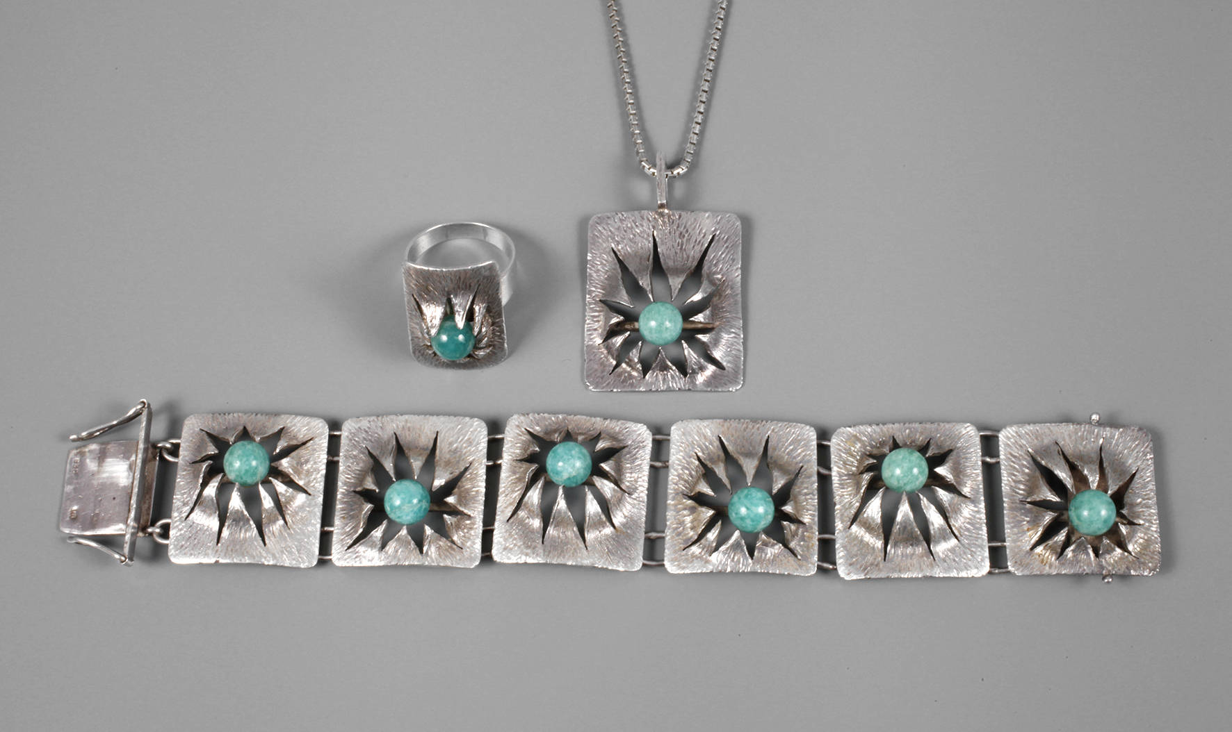 Designerschmuckset Silber mit Amazonit