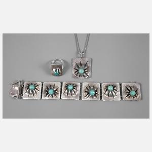 Designerschmuckset Silber mit Amazonit