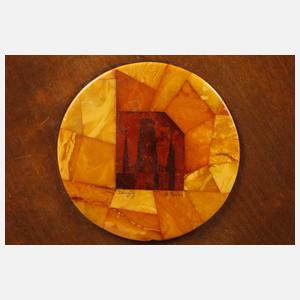 Schale mit Bernsteinmosaik ”St. Marien” in Danzig