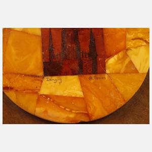 Schale mit Bernsteinmosaik ”St. Marien” in Danzig