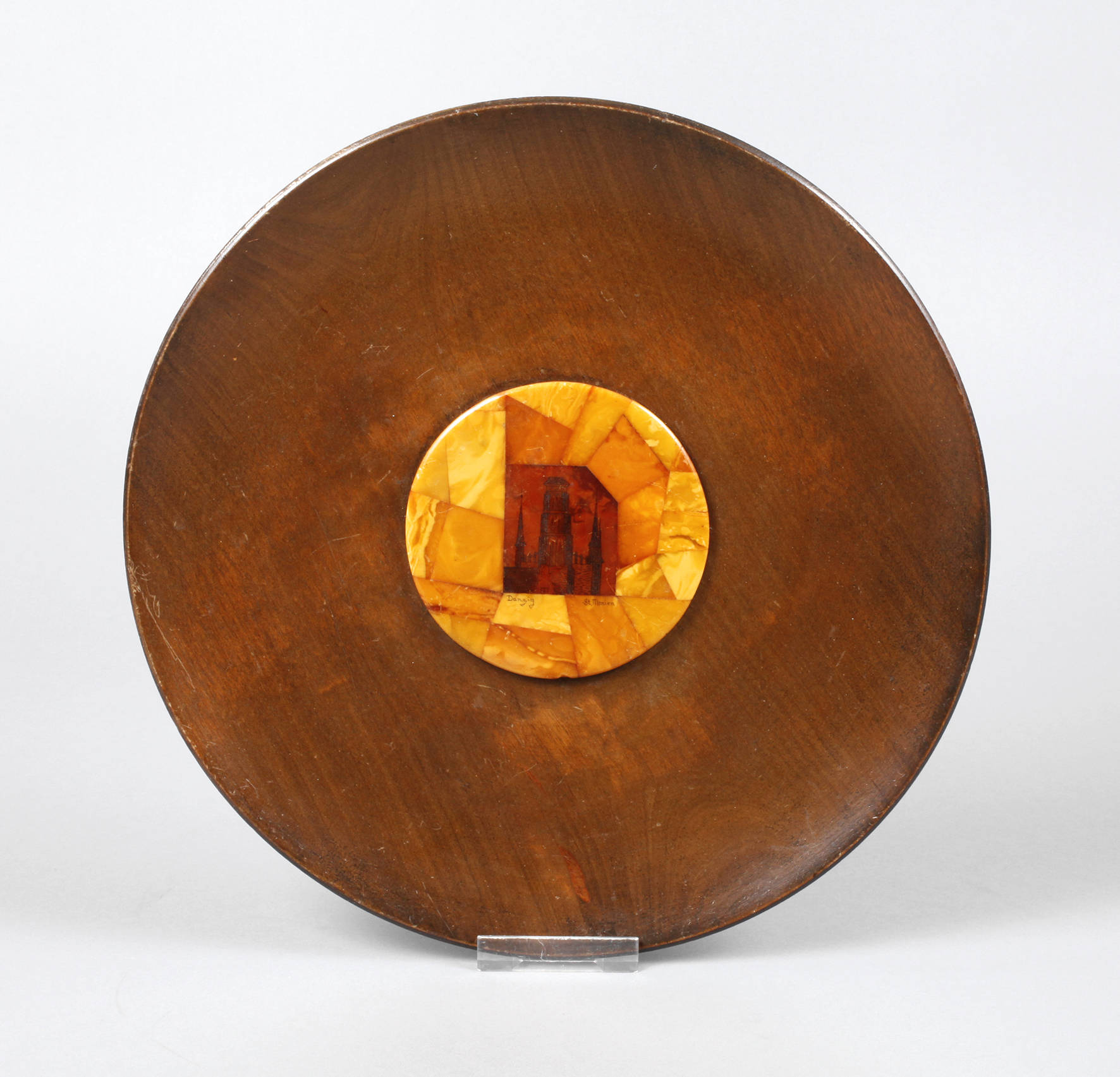 Schale mit Bernsteinmosaik ”St. Marien” in Danzig