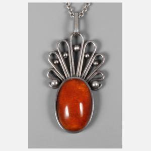 Silberanhänger mit Bernsteincabochon