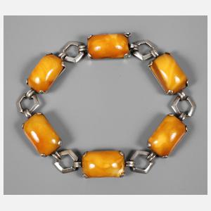 Silberarmband mit Bernsteinbesatz