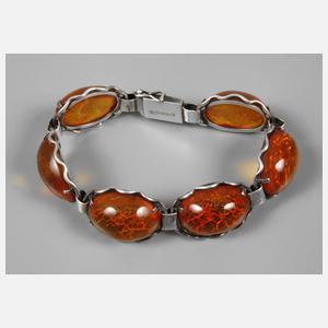 Silberarmband mit Bernsteinbesatz