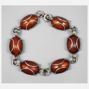 Silberarmband Art déco mit Bernstein