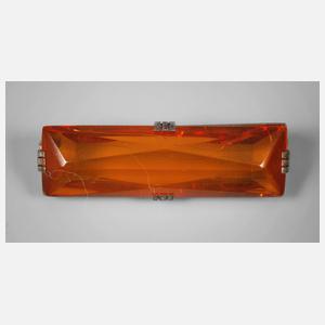 Silberbrosche mit Bernsteinimitat