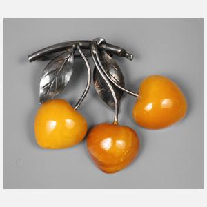 Silberbrosche mit Bernstein SBM