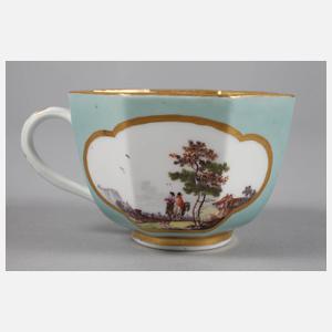 Meissen Tasse mit Kauffartheiszenen