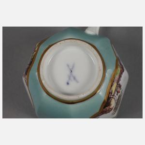 Meissen Tasse mit Kauffartheiszenen