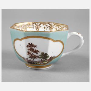 Meissen Tasse mit Kauffartheiszenen