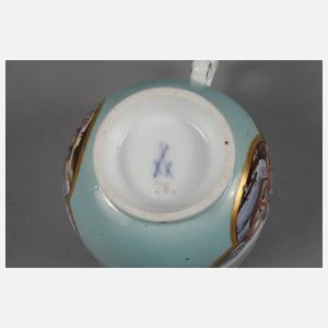 Meissen Tasse mit Kauffartheiszenen