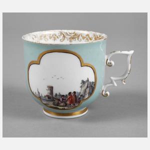 Meissen Tasse mit Kauffartheiszenen