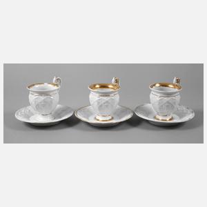 Meissen drei Biedermeier-Sammeltassen