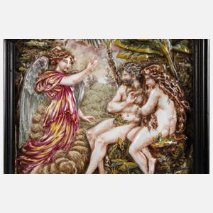 Capodimonte Bildplatte Adam und Eva im Paradies
