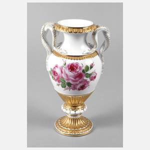 Meissen Schlangenhenkelvase ”Rote Rose”