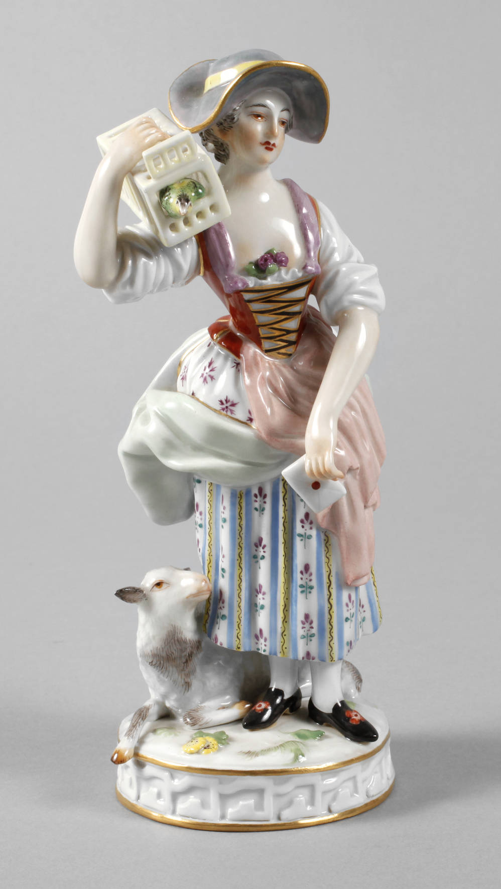Meissen Schäferin mit Vogelkäfig